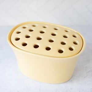 Southern Living at Home yellow flower frog vase pot 2 piece set Arrange It Easy